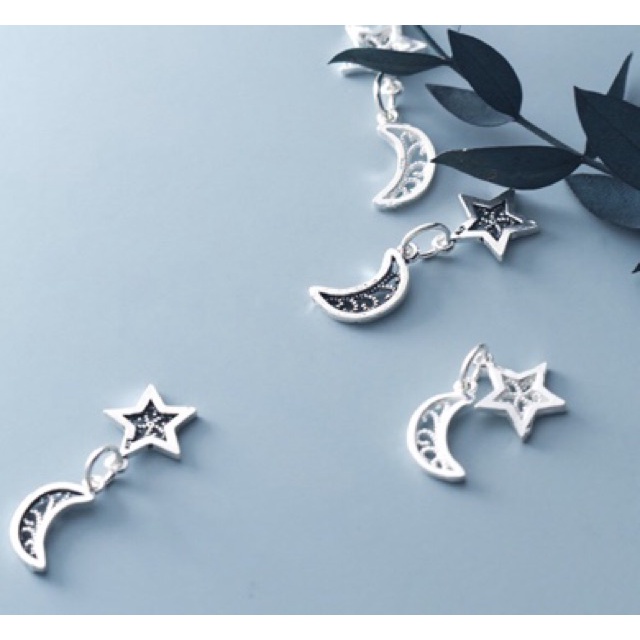 [FREE SHIP] Charm bạc treo trăng sao cực xinh - Hàng siêu đẹp bạc loại 1 PH334