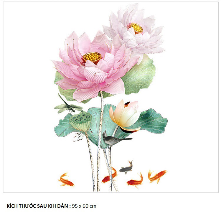Decal dán tường Hoa sen 10 [FREESHIP 50K] trang trí nhà cửa đẹp bền rẻ AmyShop
