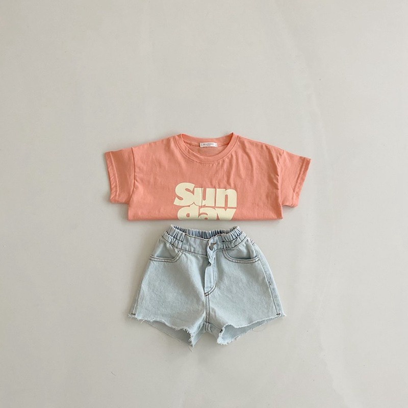 Áo phông trẻ em họa tiết Sunday chất liệu cotton Hàn mềm mại năng động, thoải mái