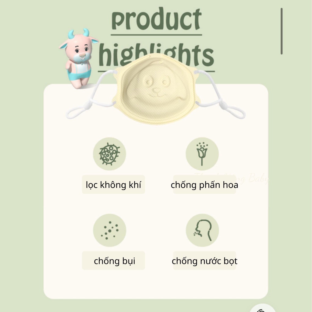 Khẩu Trang Cho Bé, Khẩu Trang Trẻ Em 4 Lớp Chống Bụi Mịn Và Kháng Khuẩn Cho Bé Thanh Hằng Baby 0 Đến 3 Tuổi | BigBuy360 - bigbuy360.vn