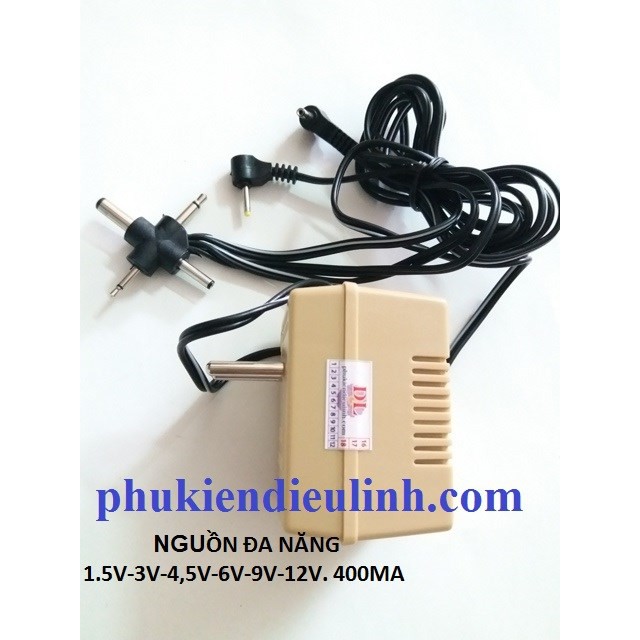 NGUỒN ADAPTER ĐA NĂNG 1.5V-3V-4,5V-6V-9V-12V. 400MA