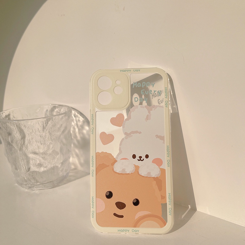 Ốp Điện Thoại iphone Gấu Happy Day  cạnh  14/14promax/7plus/8/8plus/x/xr/xs/11/12/13/pro/max/plus/pro