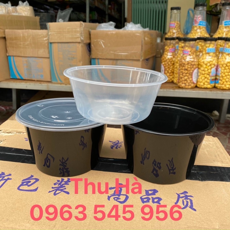 Set 50c bát nhựa tròn 750ml dùng 1  lần có nắp