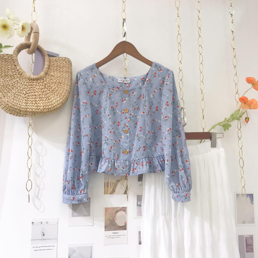 ÁO croptop cổ vuông hè 2021 hoa nhí | BigBuy360 - bigbuy360.vn