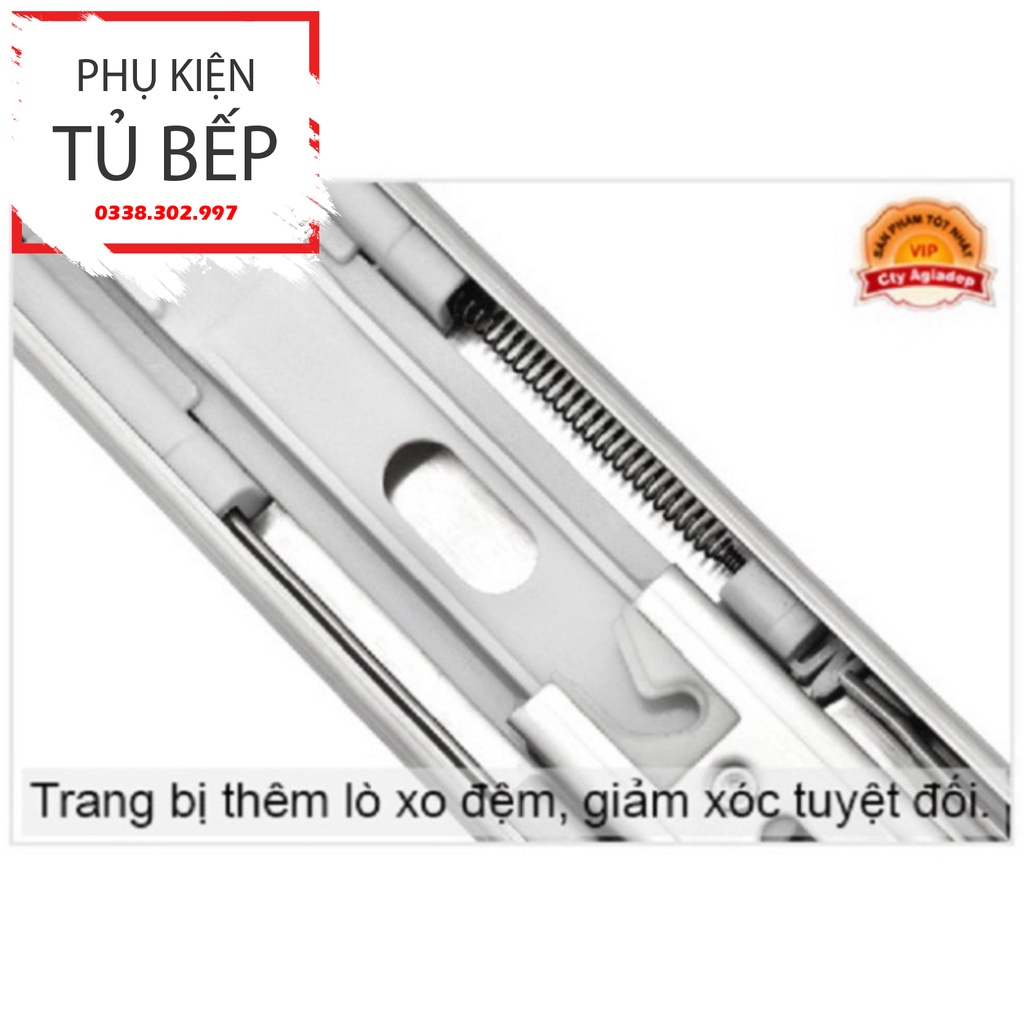 Ray trượt giảm chấn, ray bi giảm chấn lắp ngăn kéo tủ bếp, tủ áo, tủ tivi cực êm ái và bền bỉ hàng nhập khẩu BOSS