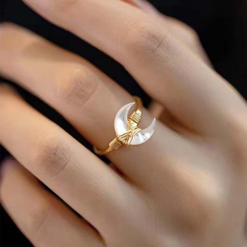 Nhẫn Hình Mặt Trăng Khuyết Thời Trang Cổ Điển|Nhẫn Cong Siêu Mỏng Hình Mặt Trăng Thời Trang Cho Nữ