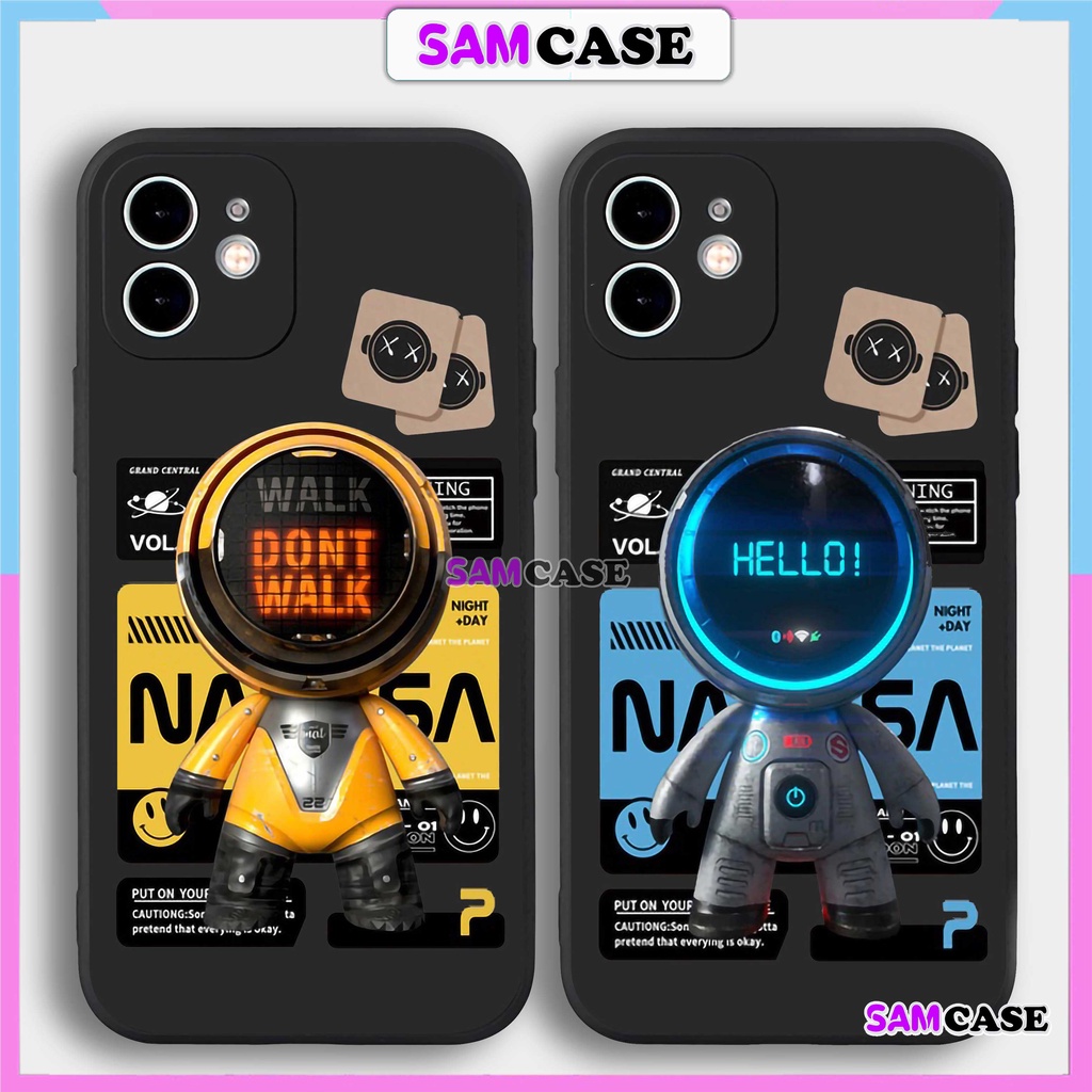 Ốp điện thoại in hình phi hành gia NASA cạnh viền vuông silicon mềm dẻo cho Ip 6/6s/7/8/X/XS/XR/11/12/13/14 pro plus max