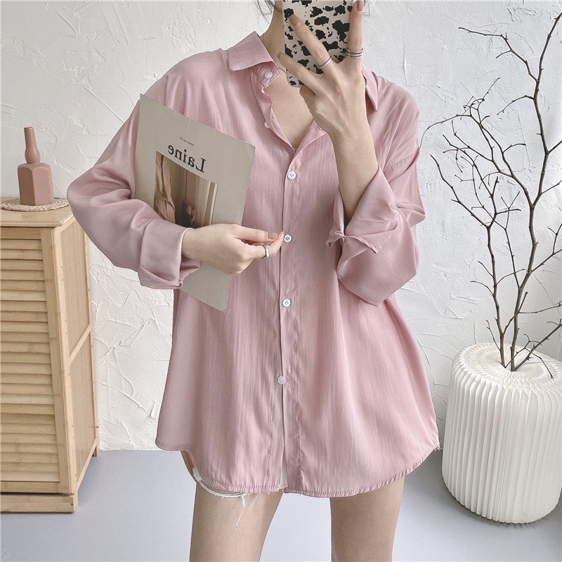 Áo sơ mi nữ form rộng chất cực mát dáng cực xinh