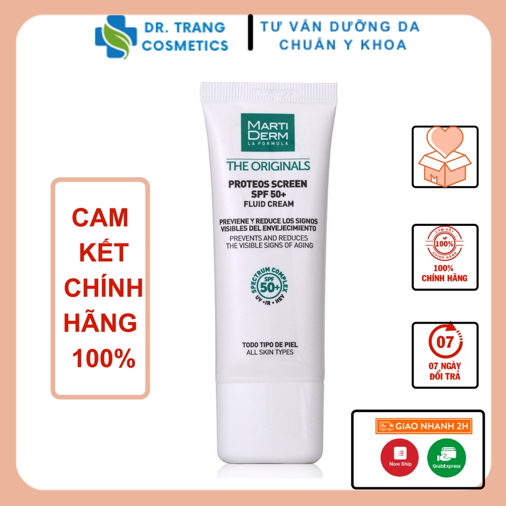 Kem chống nắng phổ rộng MartiDerm The Originals Proteos Screen SPF50 bảo vệ da toàn diện cho làn da dầu, da nhạy cảm