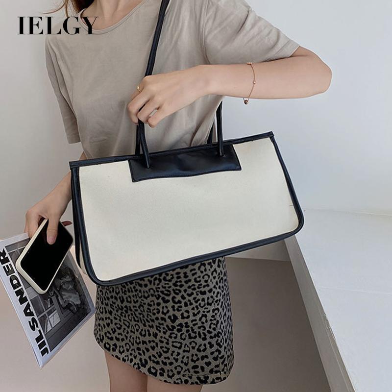 IELGY Túi xách tote canvas sức chứa lớn thiết kế thời trang