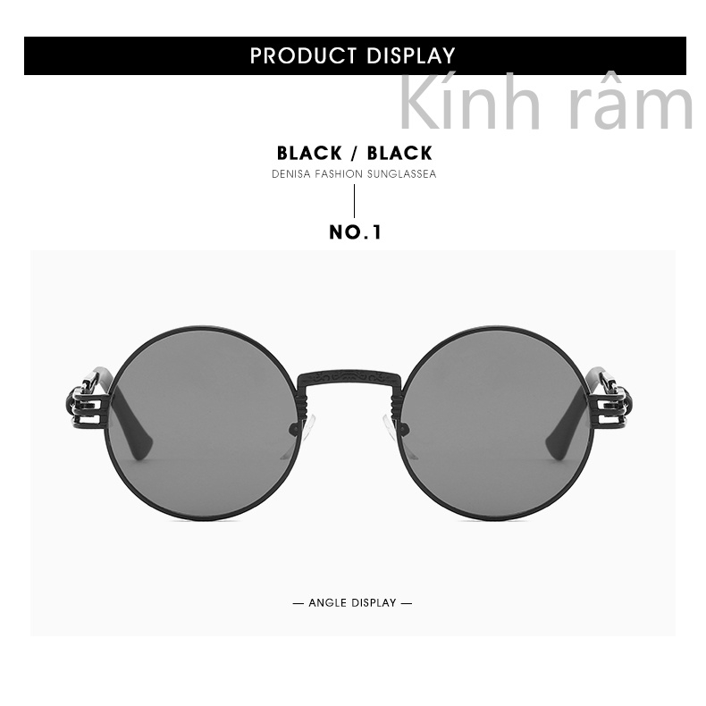 Kính mát gọng kim loại tròn chống nắng UV400 cho nam