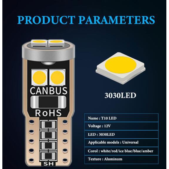 Bóng đèn LED LYMOYO T10 194 501 6smd 3030 cho xe hơi/ xe máy 12v 6000k