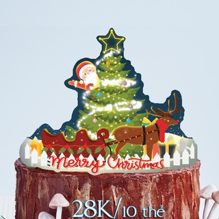 Set 10 thẻ Merry Christmas ông già Noel sau cây thông