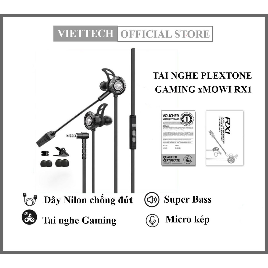 Tai Nghe Gaming Có Mic Rời Plextone xMOWI RX1 - Nâng Cấp Dây Dẹt Chống Rối - Super Bass - Dual Mic