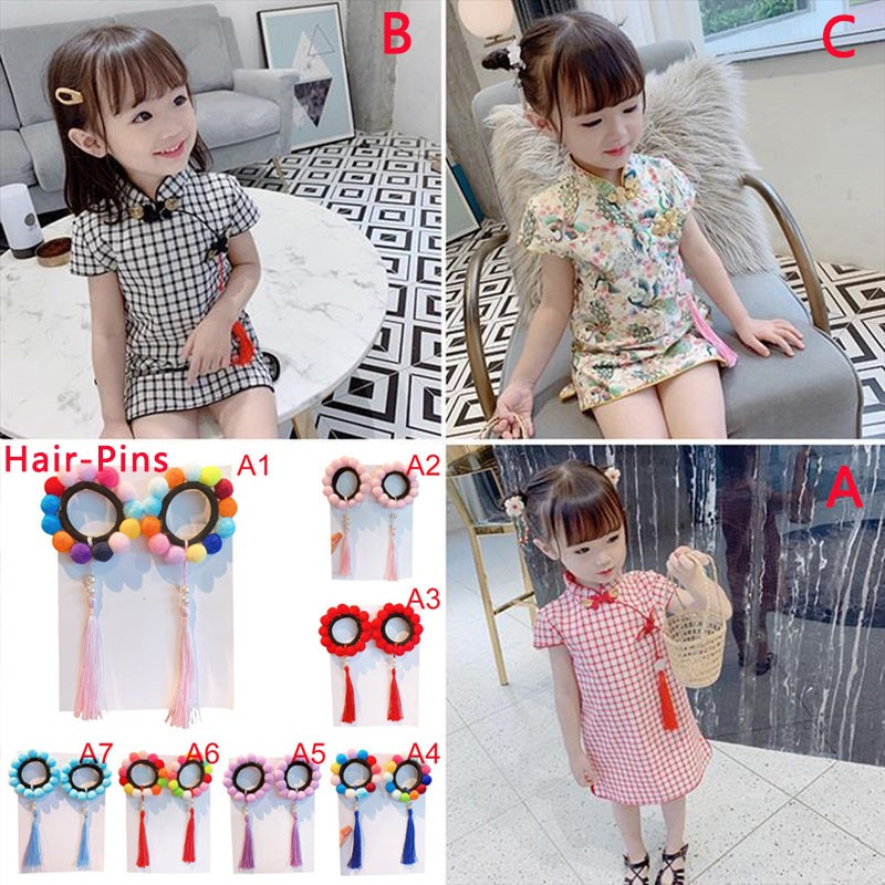 Đầm Bé Gái In Hoa Phong Cách Trung Quốc