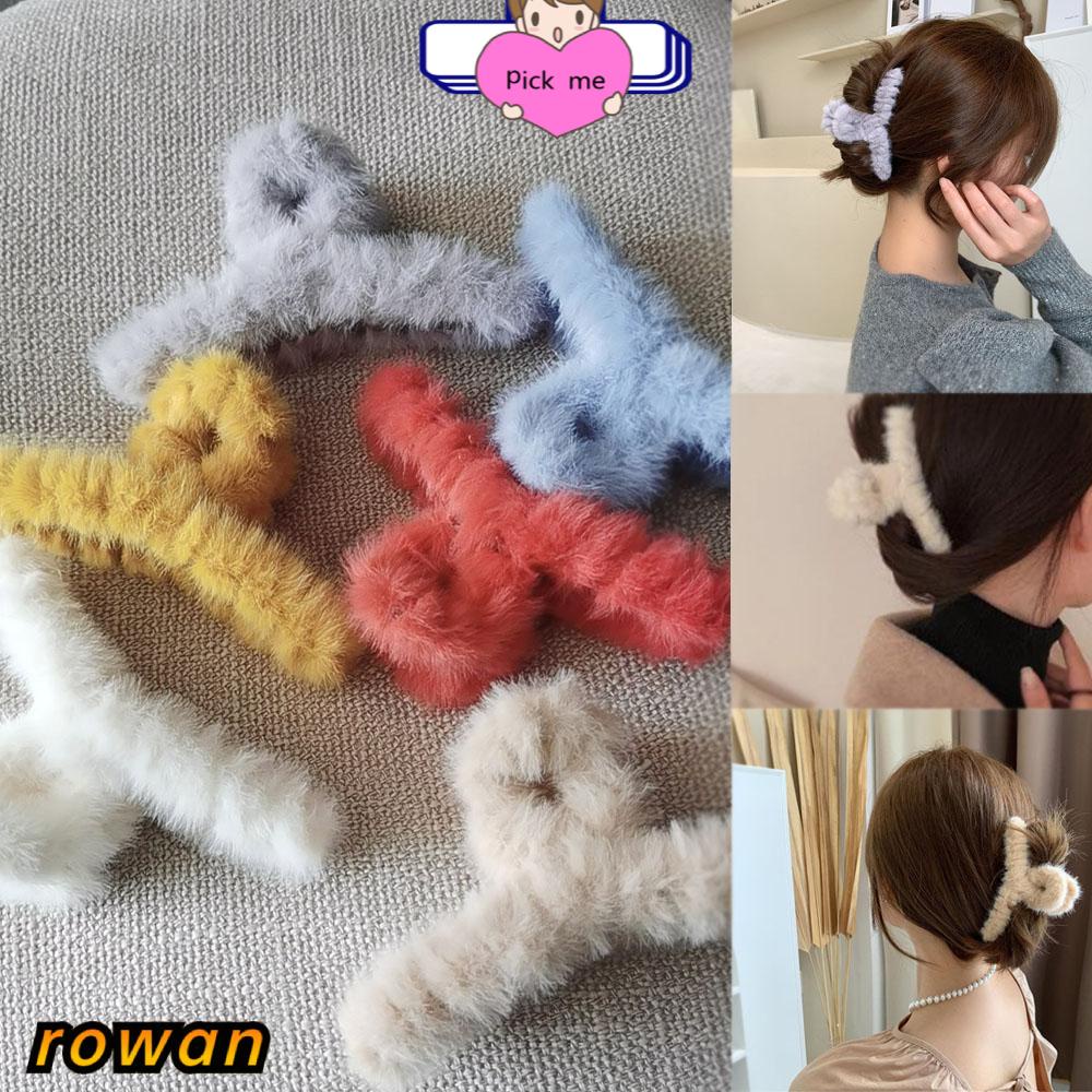 Kẹp tóc phủ lông cỡ lớn thời trang thu đông phong cách Hàn Quốc cho nữ