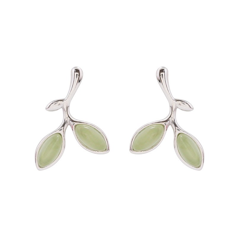 Bông tai hình lá cây màu xanh thời trang cho nữ ANTA Jewlery ATJ3604