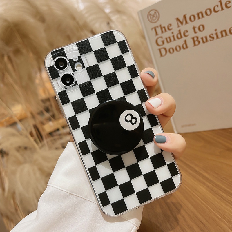 Ốp điện thoại mềm họa tiết caro có giá đỡ thích hợp cho iphone 7 8 plus xr xs 11 12 13 14 15 mini pro max