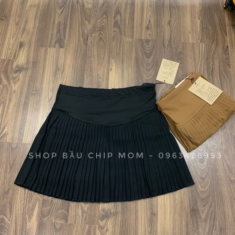 Chân Váy Bầu Xếp Li Nhỏ Xinh Xắn Thời Trang Cho Mẹ, Có Lót Quần Mềm Bên Trong CV08