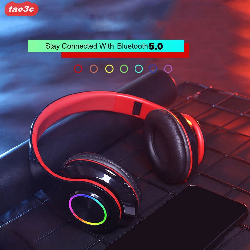Tai Nghe Trùm Đầu Chơi Game Bluetooth 5.0 Có Đèn Led Cho Pc Laptops Tao3C