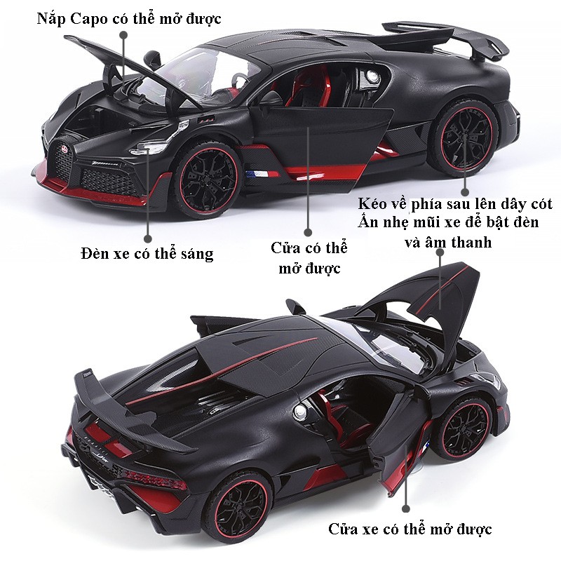Mô hình siêu xe Bugatti Divo tỉ lệ 1:24 hãng Hengteng phong cách mạnh mẽ, thể thao
