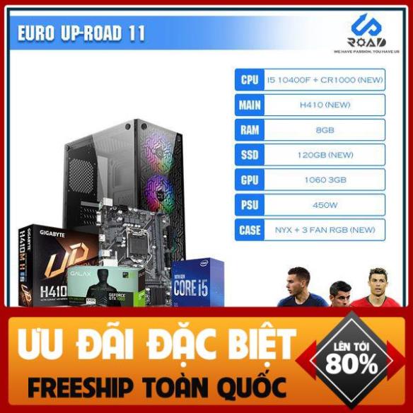[QUÀ TẶNG LINH ĐÌNH - EURO CHẠM ĐỈNH] Bộ PC Gaming (I5 10400f H410 SSD 120) NEW Ram 8GB VGA 1060 3GB Nguồn 450W  URTech
