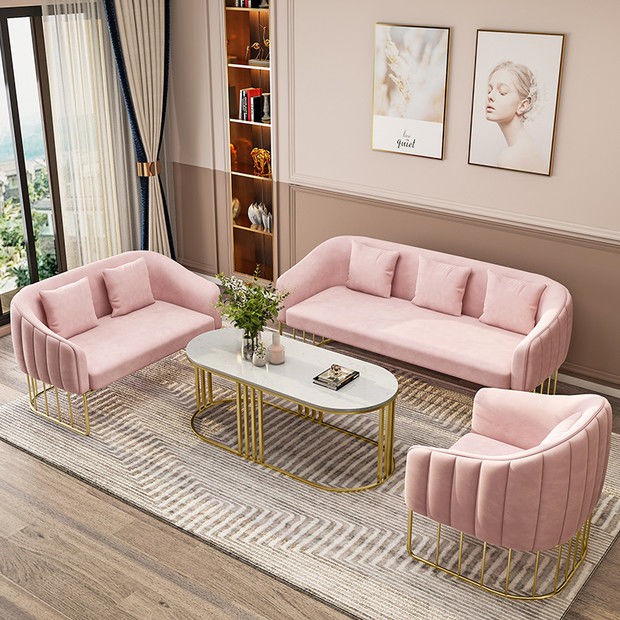 Phong cách bắc âu sắt mỹ thuật ins nhẹ vải sang trọng sofa cửa hàng quần áo thẩm viện thương lượng nhỏ đơn giản và