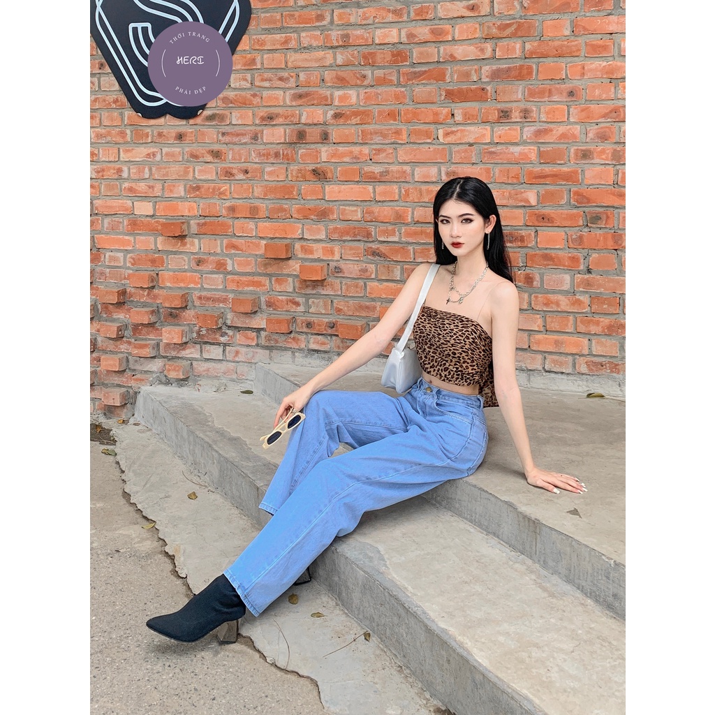 Quần jean ống suông rộng Herishop phong cách ullzzang màu xanh nhạt | BigBuy360 - bigbuy360.vn