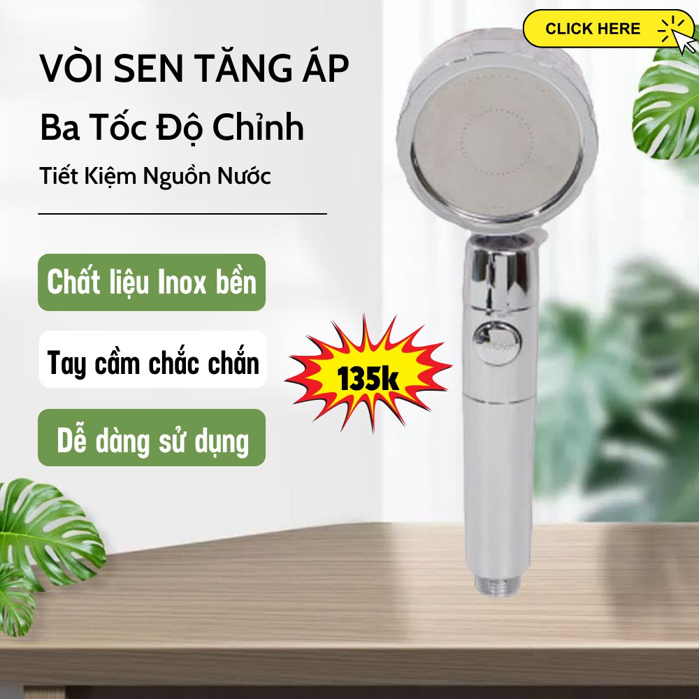 Vòi Hoa Sen, Tay Sen Tăng Áp Siêu Mạnh Chất Liệu Hợp Kim Nhôm Không Gỉ Bền Bỉ TIME HOME