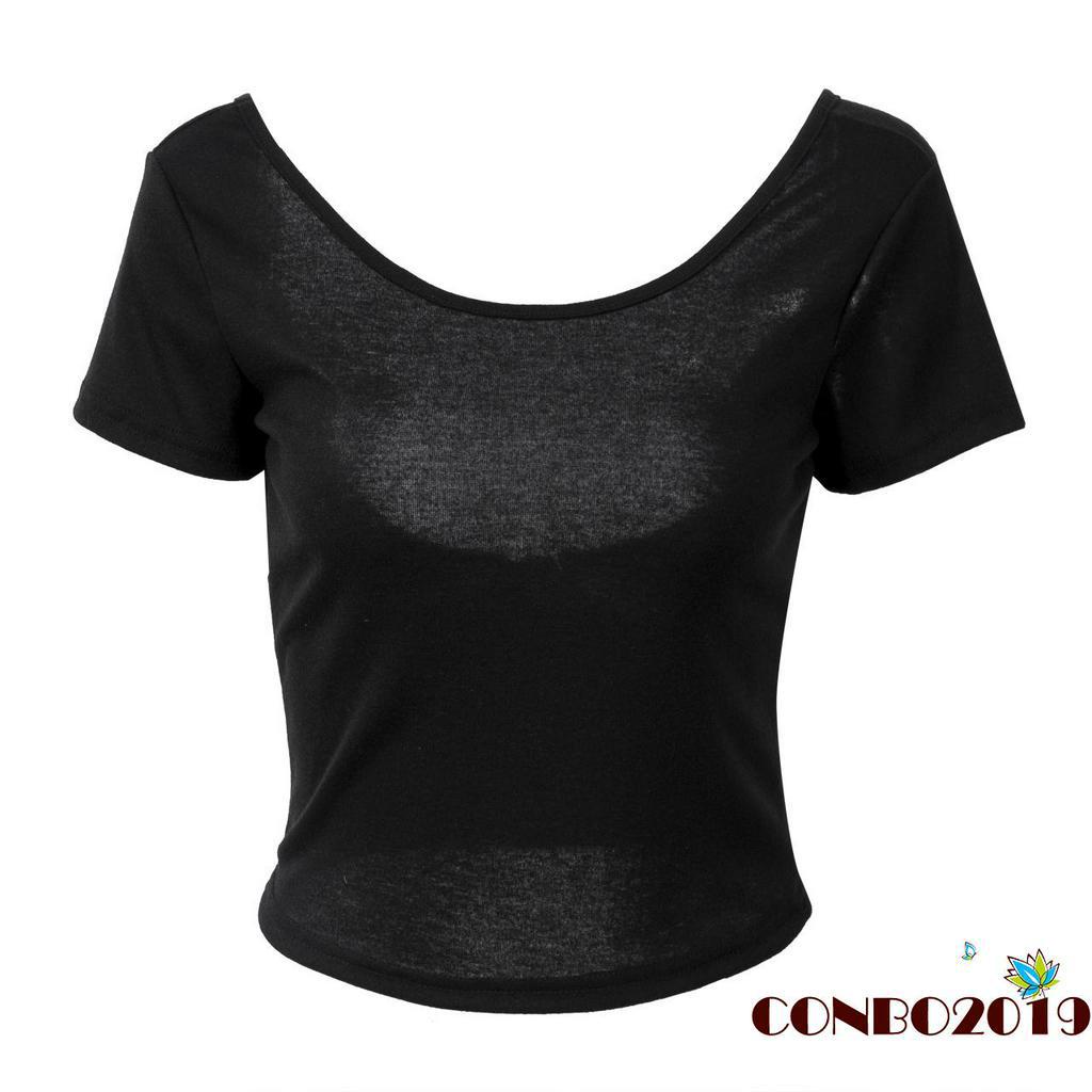 Áo croptop ngắn tay hở lưng gợi cảm cho nữ độc đáo sáng tạo