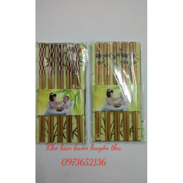 Bộ 10 đôi đũa tre hoa văn cao cấp
