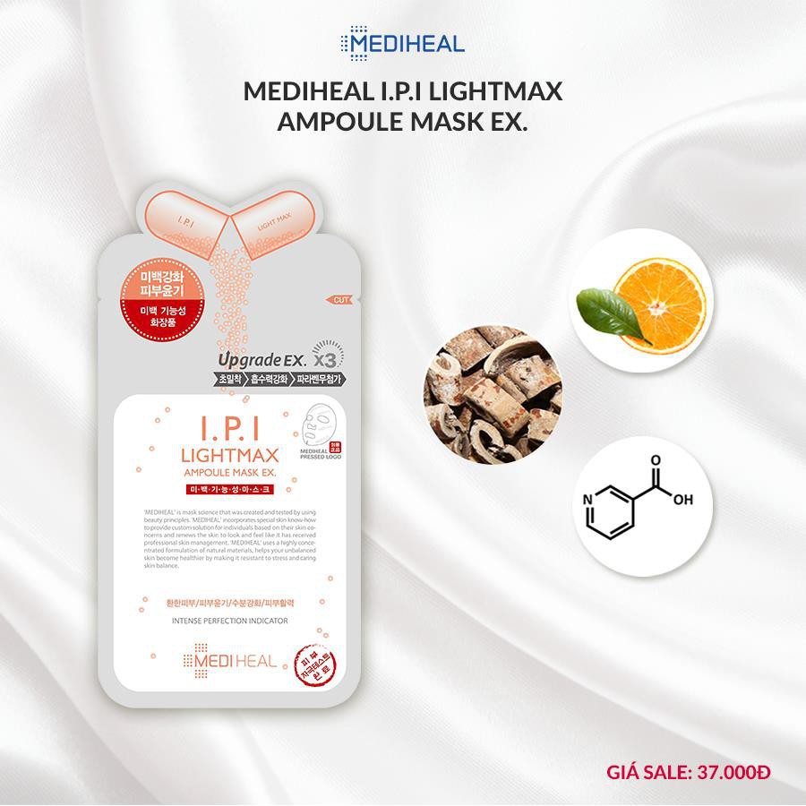 [Mã BMBAU50 giảm 7% đơn 99K] Mặt nạ chứa tinh chất I.P.I giúp sáng da Mediheal Lightmax Ampoule Mask 27ml