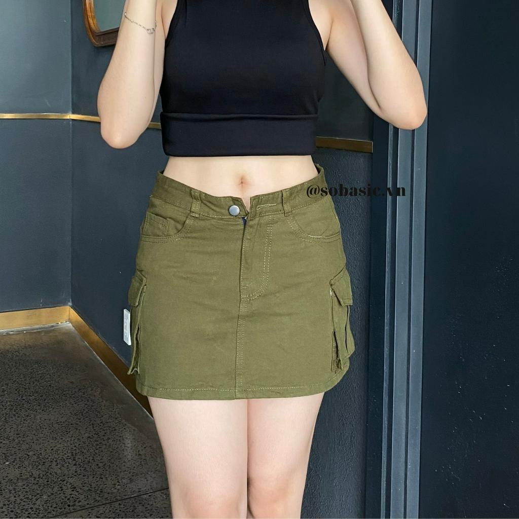 Chân váy chữ A kaki thiết kế túi hộp form body sexy Sobasic chất dày dặn có quần trong | BigBuy360 - bigbuy360.vn