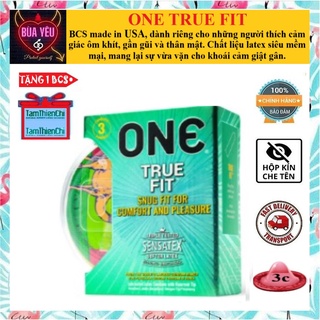 [Mua 1 tặng 1] Bao Cao Su One True Fit - Cảm xúc chân thật thương hiệu từ Mỹ (Hộp 3 cái)