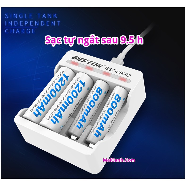 Combo 4 Viên Pin AA/AAA + Sạc Dùng Cho Điều Khiển, Micro Không Dây, Đồng Hồ