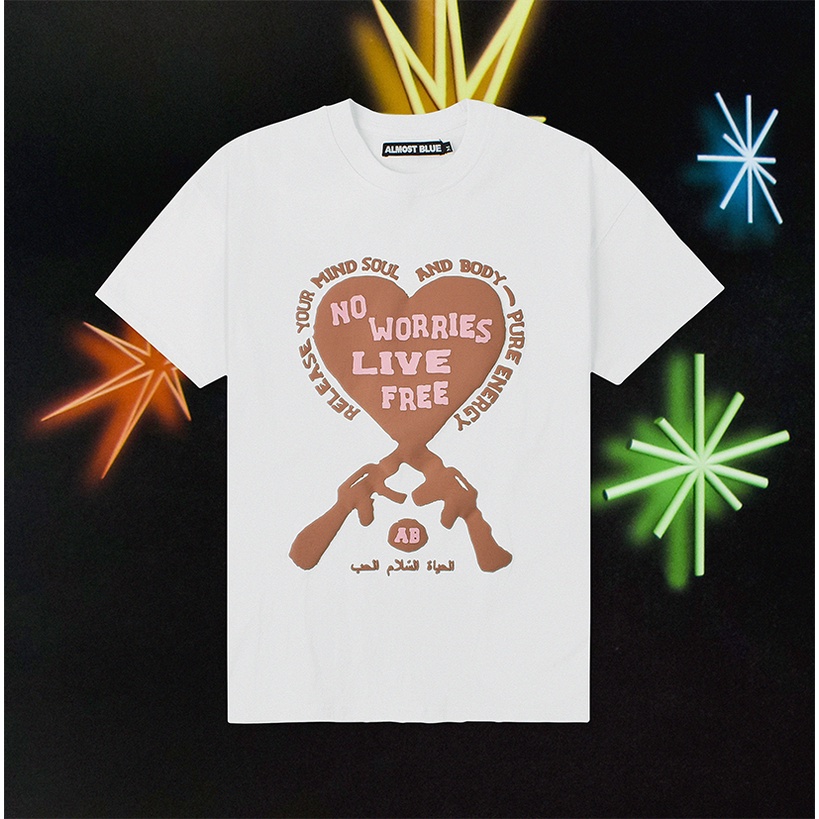 Áo Thun Trắng Unisex LIVE FREE 100% Cotton