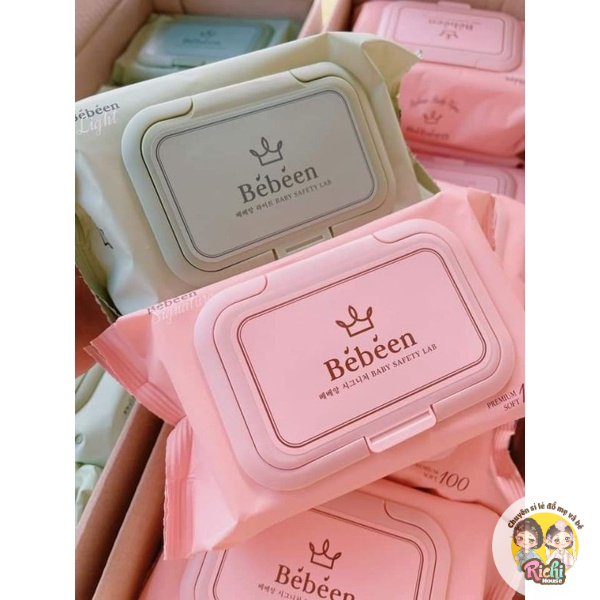 [Gói Lẻ] Khăn Giấy Ướt Bebeen Hàn Quốc Xanh lá (3 lớp)/Hồng (4 lớp) - 100 tờ - Không mùi không hóa chất An Toàn Cho Baby