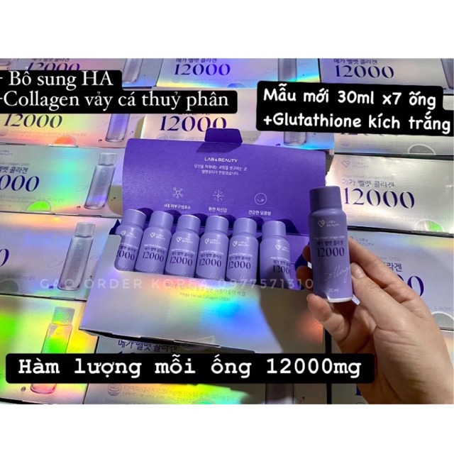 Collagen dạng nước uống đẹp da Lab Beauty 12000mg hộp 7 ống