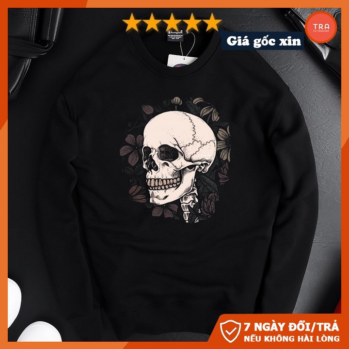 Áo thun nam dài tay chất poly thái đẹp dày mịn phối hình Swerter đầu lâu SW211