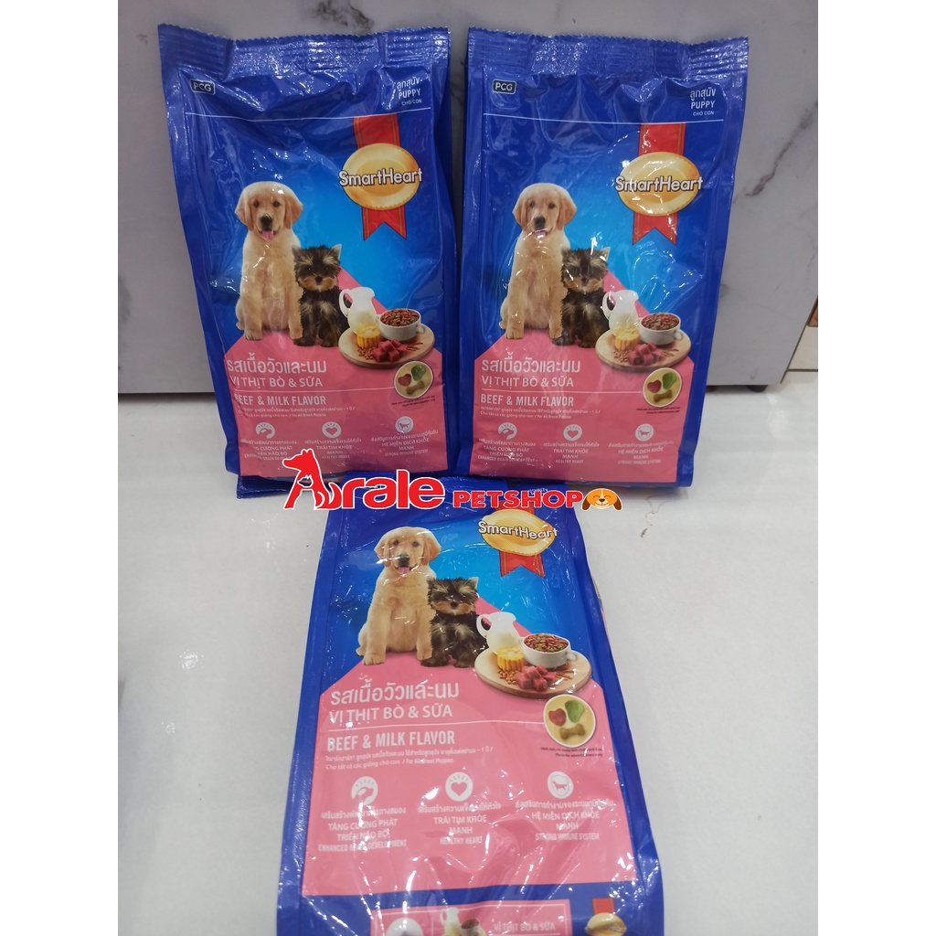 Thức ăn cho chó con SmartHeart Puppy – Vị thịt bò và sữa Beef &amp; Milk Flavor 400G