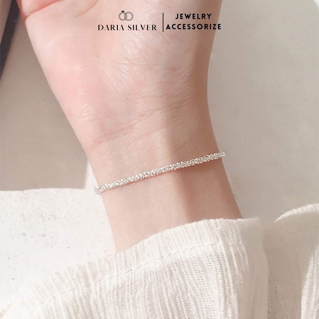 Lắc tay lấp lánh bạc Daria Silver, vòng tay nữ thiết kế mở dễ dàng chỉnh size