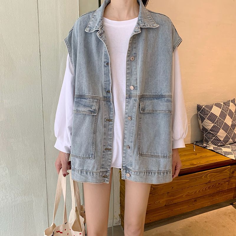 A291 (ẢNH THẬT Ở CUỐI) ÁO GILE DENIM HÀN QUỐC