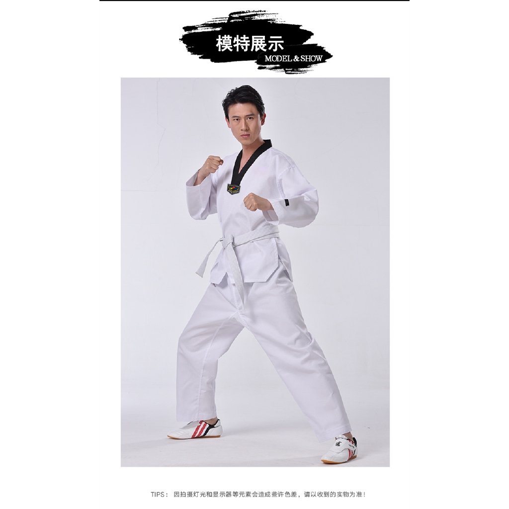 Bộ Đồng Phục Tập Võ Taekwondo Tay Dài Chất Liệu Cotton Dành Cho Người Lớn Và Trẻ Em