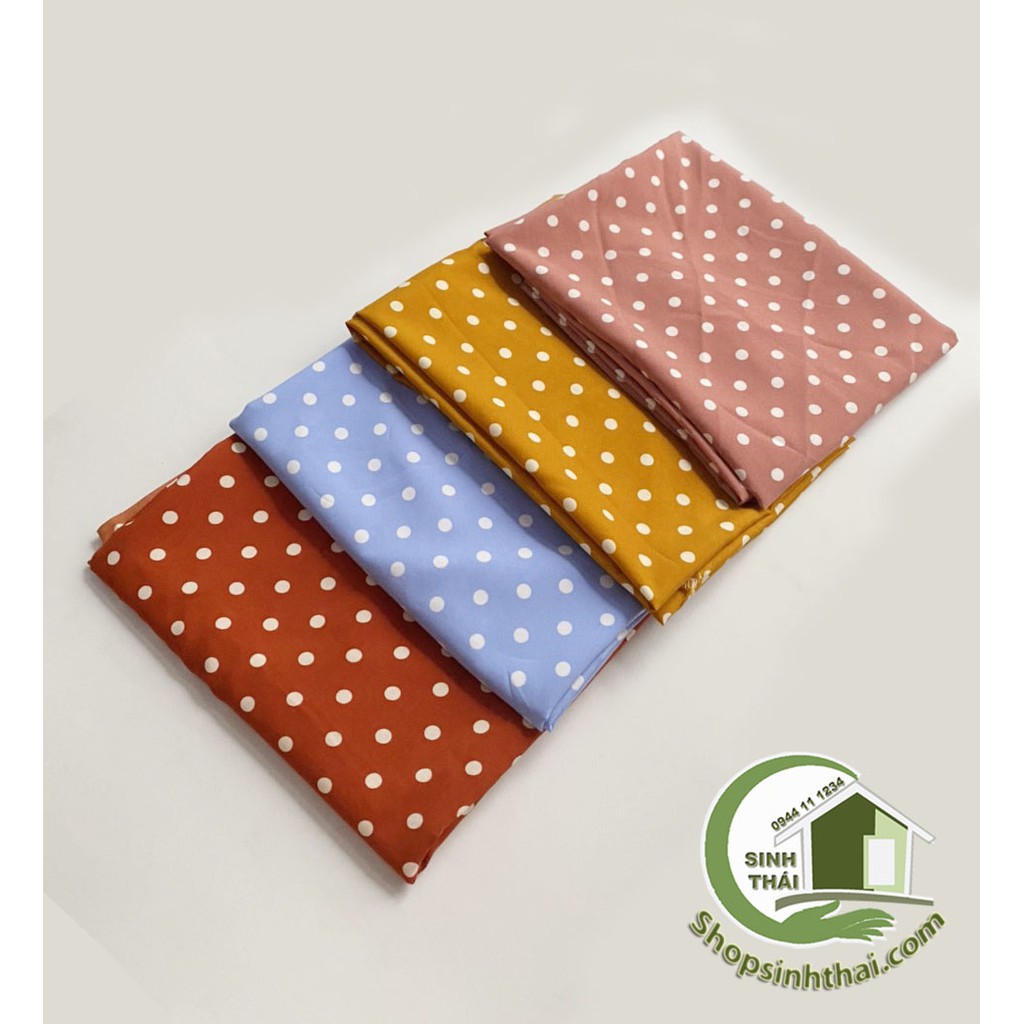 Vải lụa Hàn Quốc chấm bi nhiều màu  Cắt thành 1 tấm liền tùy theo số lần đặt - chọn màu