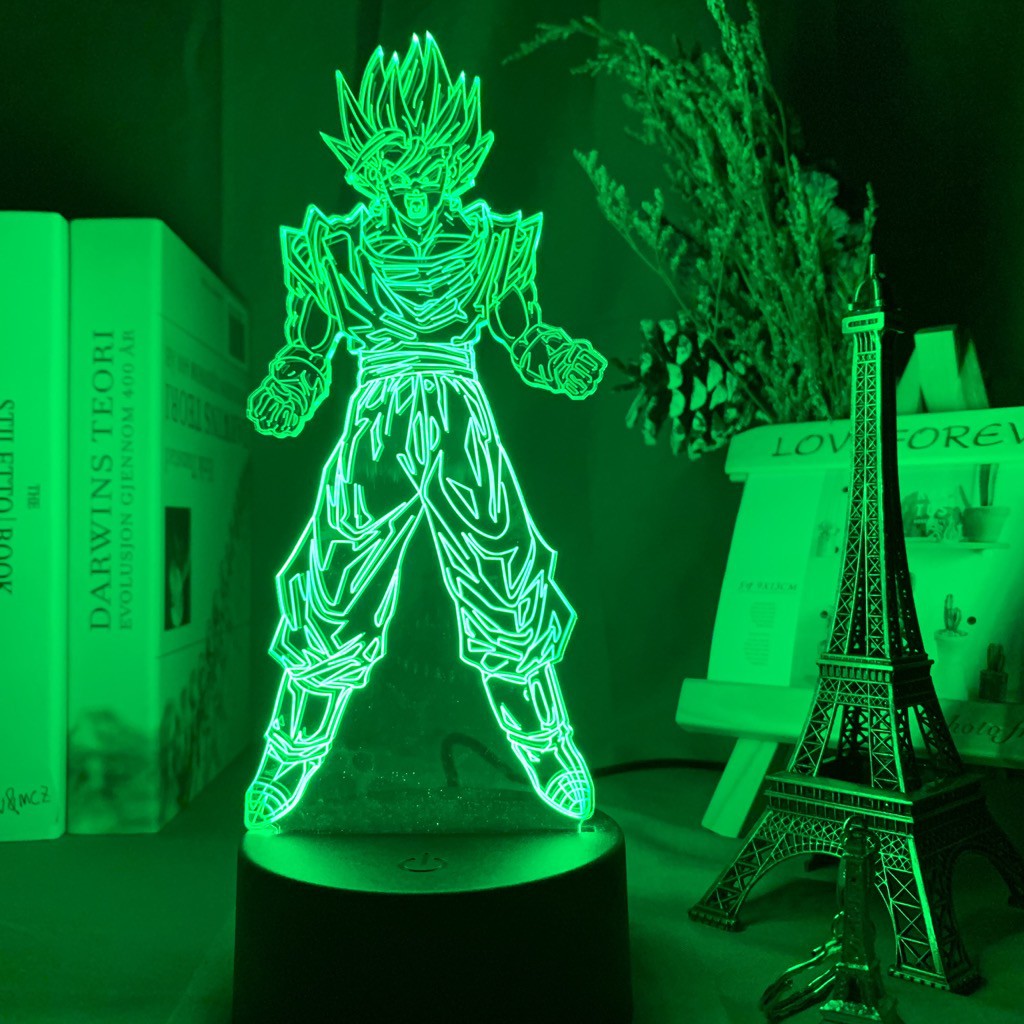 Đèn Led 3d Anime 16 Màu Tặng Kèm Postcard Tạo Hình Nhân Vật Dragon Ball Goku Super Saiyan Trang Trí Phòng - Quà tặng