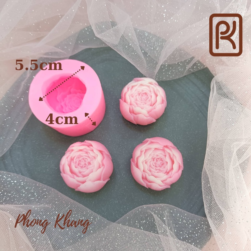 Khuôn silicon 4d làm rau câu hoa mẫu đơn cúp