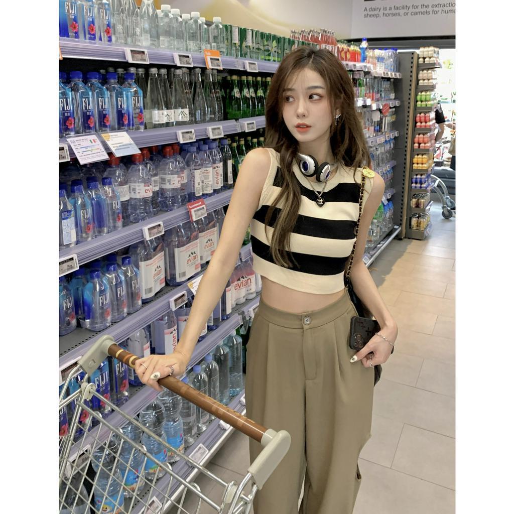 Porozi Áo croptop Dệt Kim Sát Nách Dáng Ôm Kiểu Thể Thao Thời Trang Mùa Hè Cho Nữ