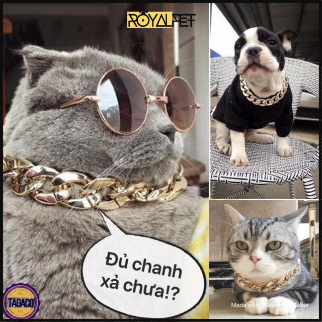 🛍🎏VÒNG CỔ MẠ VÀNG CHO CHÓ MÈO🎊🧧