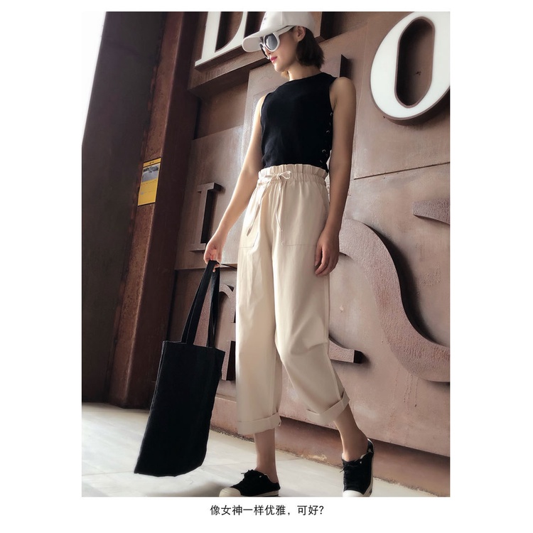 Quần Yếm Lưng Cao Dáng Rộng Thời Trang Xuân Thu Cá Tính Cho Nữ