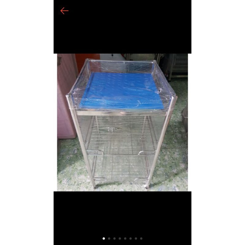 Kệ inox 3 tầng hình  vuông 40 để nồi cơm điện bếp gas mini